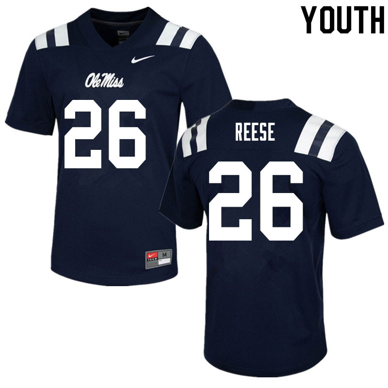 Otis Reese Ole Miss Rebels NCAA Youth Navy #26 Stitched Limited College Football Jersey FAC8558NT